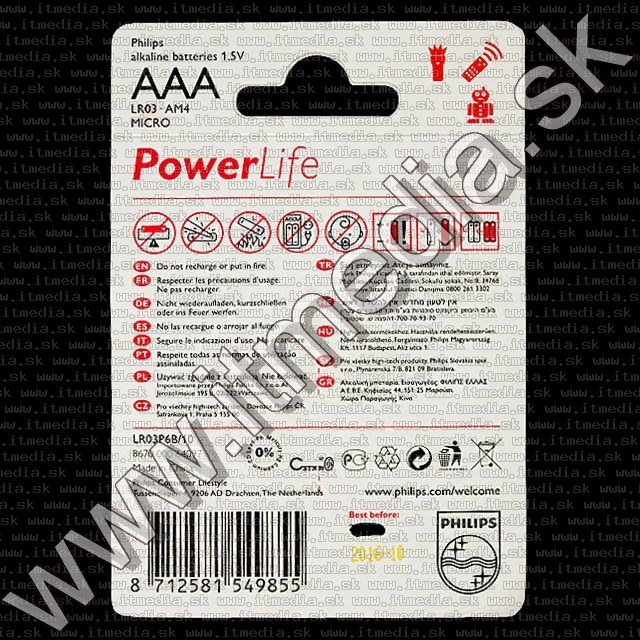 Image of PHILIPS battery alkaline 6xAAA (LR03) (IT8256)